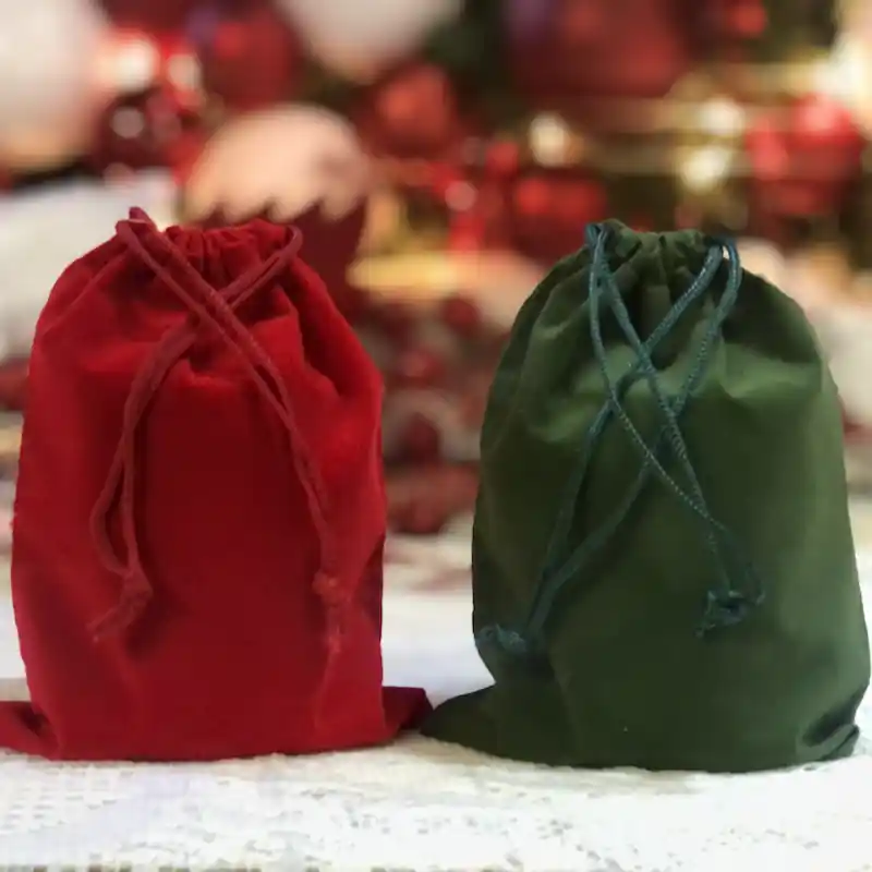 red green amber jar christmas pouches